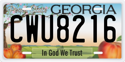 GA license plate CWU8216