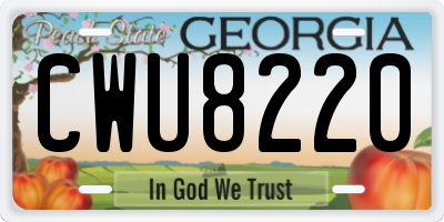 GA license plate CWU8220