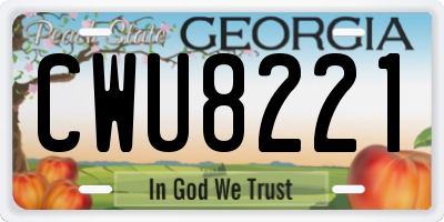 GA license plate CWU8221