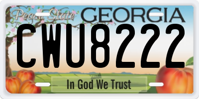 GA license plate CWU8222