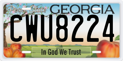 GA license plate CWU8224