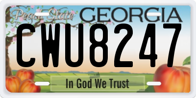 GA license plate CWU8247