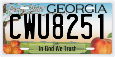 GA license plate CWU8251