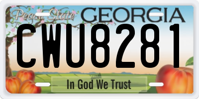 GA license plate CWU8281