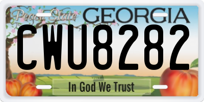 GA license plate CWU8282