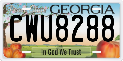 GA license plate CWU8288