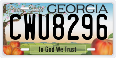 GA license plate CWU8296