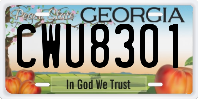 GA license plate CWU8301