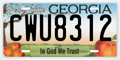 GA license plate CWU8312