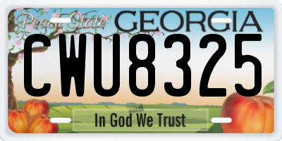 GA license plate CWU8325