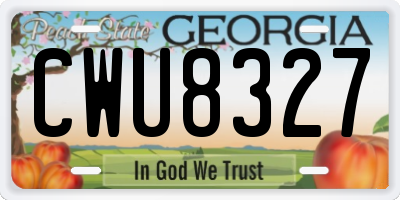 GA license plate CWU8327