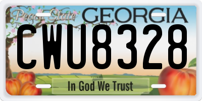 GA license plate CWU8328