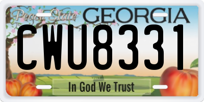 GA license plate CWU8331
