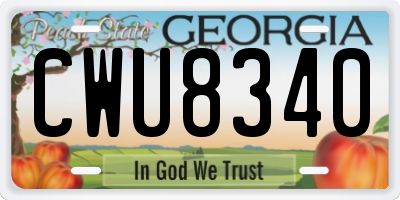 GA license plate CWU8340