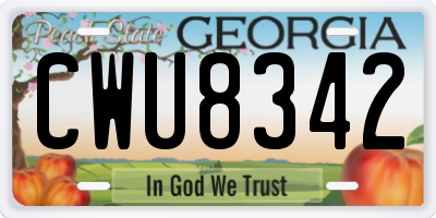GA license plate CWU8342