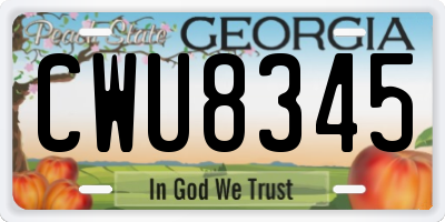 GA license plate CWU8345