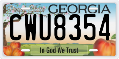 GA license plate CWU8354