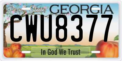 GA license plate CWU8377