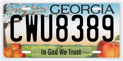 GA license plate CWU8389