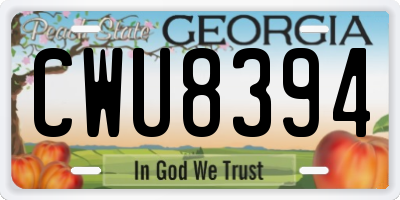 GA license plate CWU8394