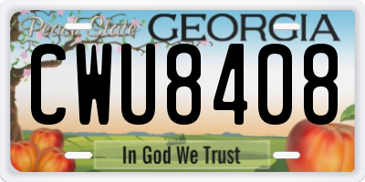 GA license plate CWU8408