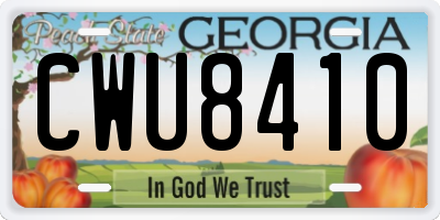 GA license plate CWU8410