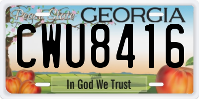 GA license plate CWU8416