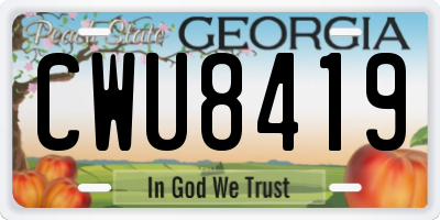 GA license plate CWU8419