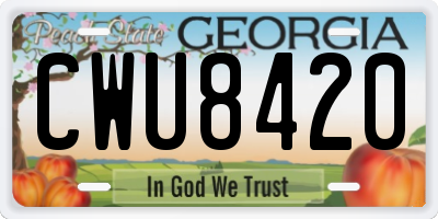 GA license plate CWU8420