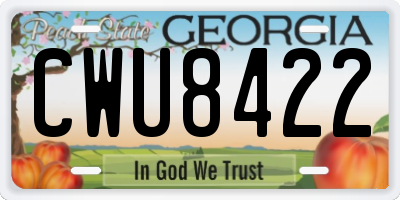 GA license plate CWU8422