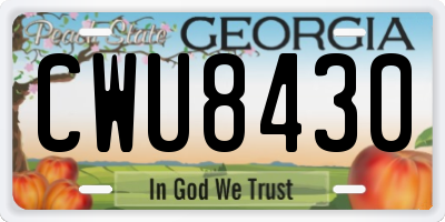 GA license plate CWU8430