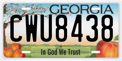 GA license plate CWU8438