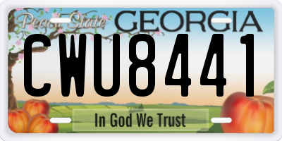 GA license plate CWU8441