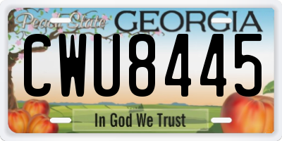 GA license plate CWU8445