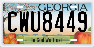 GA license plate CWU8449