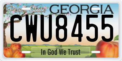 GA license plate CWU8455