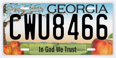 GA license plate CWU8466