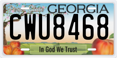 GA license plate CWU8468