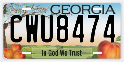 GA license plate CWU8474