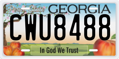 GA license plate CWU8488