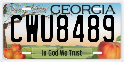 GA license plate CWU8489