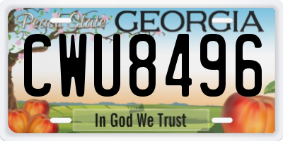 GA license plate CWU8496