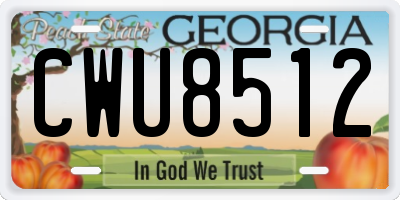 GA license plate CWU8512