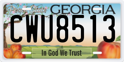 GA license plate CWU8513