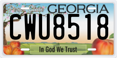 GA license plate CWU8518