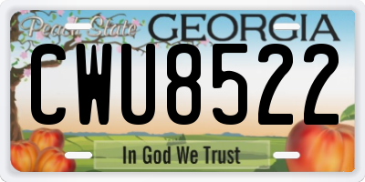 GA license plate CWU8522
