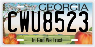 GA license plate CWU8523