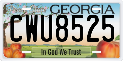 GA license plate CWU8525
