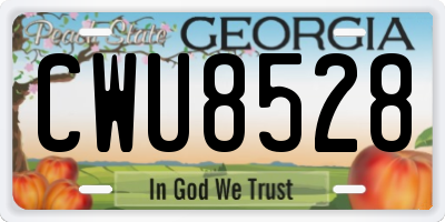 GA license plate CWU8528