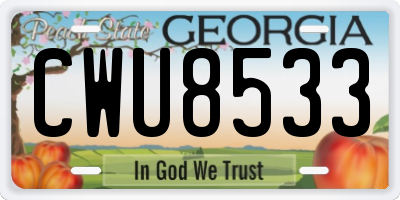 GA license plate CWU8533